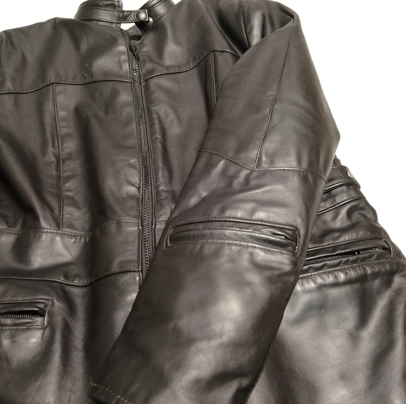 Vintage Brimaco leather jacket woman  size 18 . Padded lined. Racer biker moto - Picture 3 of 8